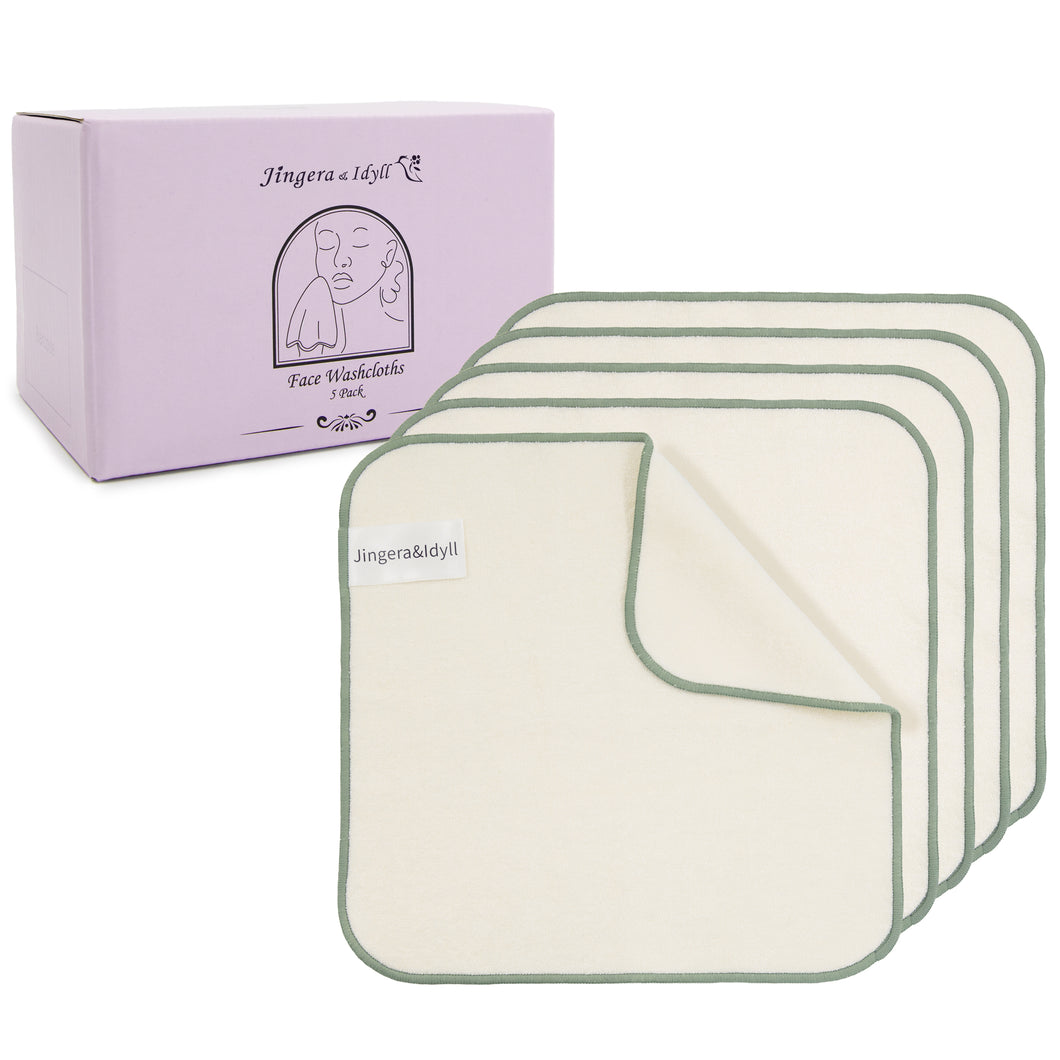 Face Washcloths_Square_Green x 5